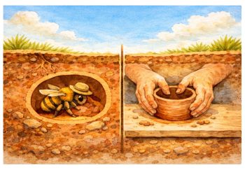 Bees first ceramicists