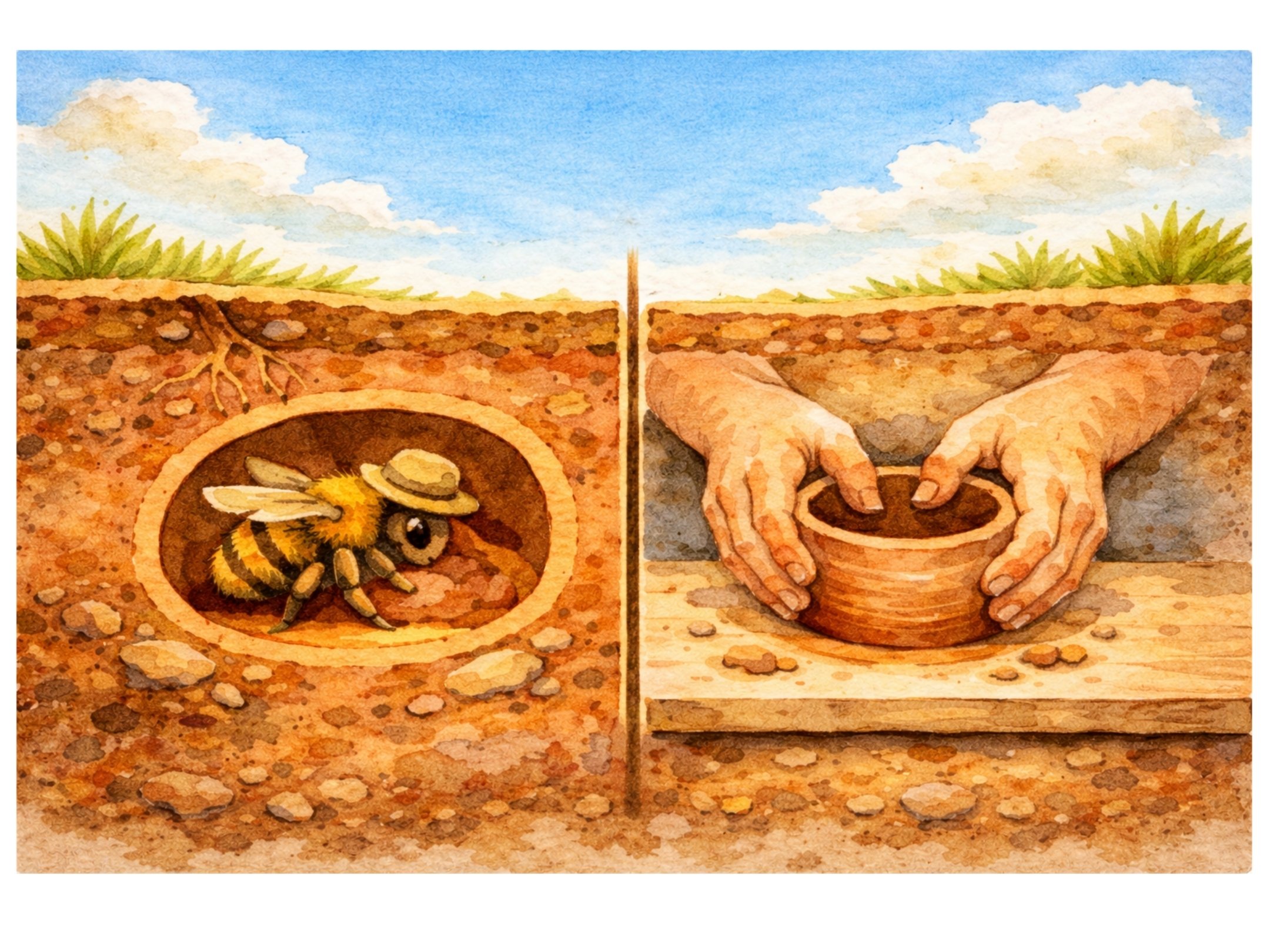 Bees first ceramicists